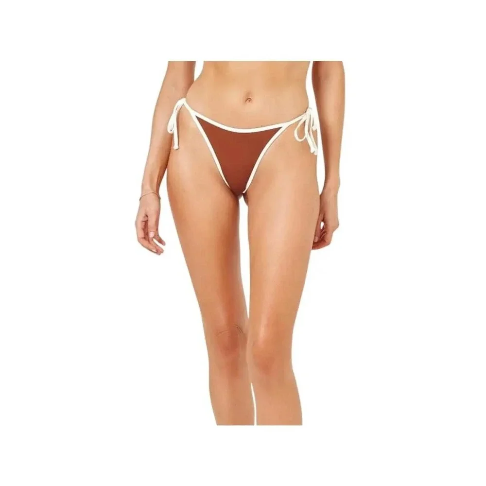 L*Space Levy Bottom Bitsy Brown Side Tie Bikini Large NEW Beach Resort Vacation